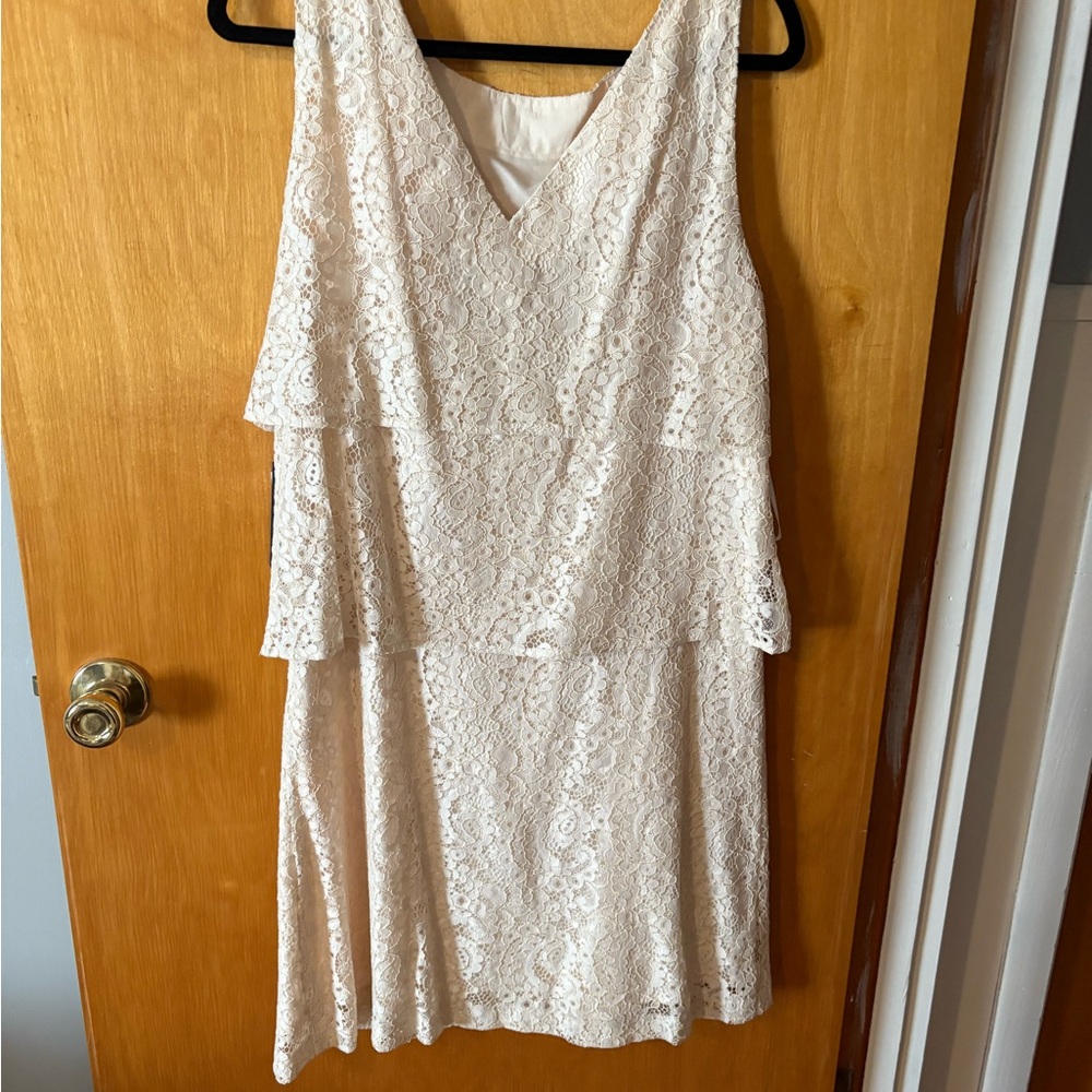 Tommy Hilfiger Cream Lace Midi Dress